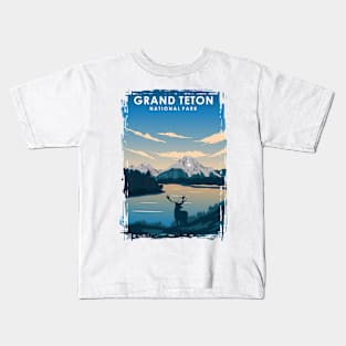 Grand Teton National Park Travel Poster Kids T-Shirt